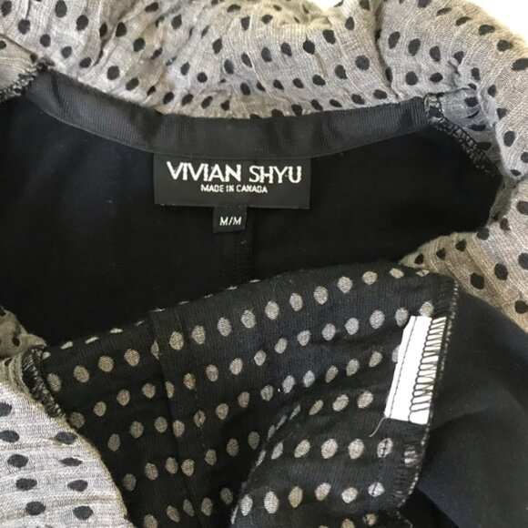 Vivian Shyu Fitted Jersey Stretch Jacket Blazer Cardigan Button Dots Ruffle M - Picture 5 of 12